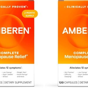 Amberen Menopause Supplement for Women, 120 Capsules, Clinically Proven, Helps Support Hormone Balance, Helps Relieve 12 Menopause Symptoms: Hot Flashes, Night Sweats, Mood Swings and More (Pack of 2)