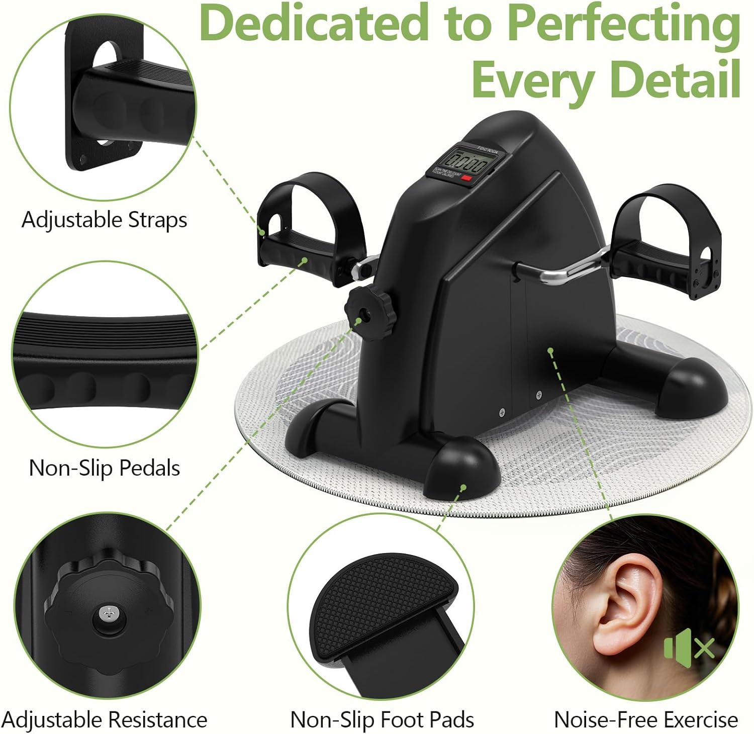 FITKS360 Under Desk Elliptical & Mini Exercise Bike - Seated Electric Leg Exerciser Under Table Oval Electric - Seniors Sit Exerciser Full Assembled Pedal with Remote Control - Image 5