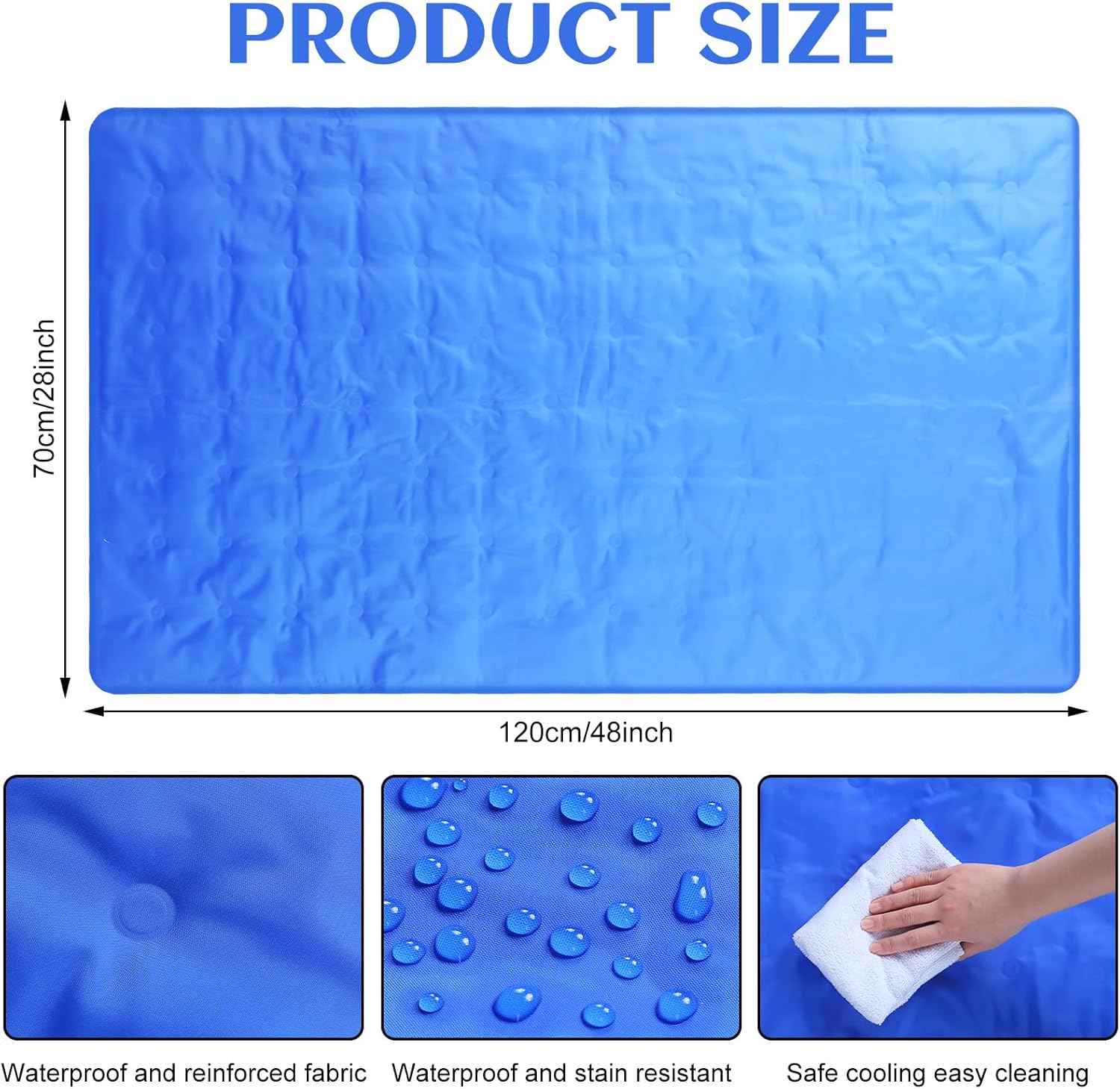 Drydiet Cooling Pad Mat for Sleep Cooling Mattress Pad Gel for Bed, Relieve Pain, Summer Hot Flashes, Adult, Pets, No Water or Electricity Required(Plain,Blue,48 x 28 Inch) - Image 2