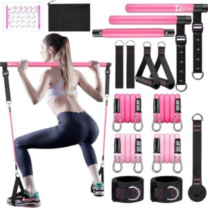 Bbtops Pilates Bar Kit with Resistance Bands,Pilates Bar with Stackable Bands Workout Equipment for Legs,Hip,Waist and Arm,Exercise Fitness Equipment for Women & Men Home Gym Yoga Pilates