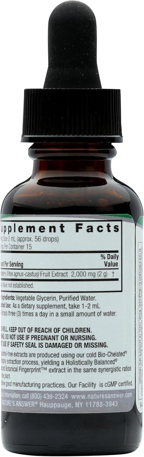 Nature's Answer Vitex Berry | Supports Healthy Female Hormonal Balance | Alcohol-Free, Gluten-Free, Kosher Certified & No Preservatives 1oz - Image 2