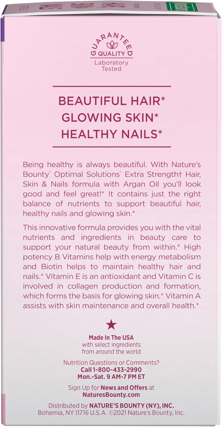 Nature's Bounty Advanced Hair, Skin & Nails, Argan-Infused Vitamin Supplement with Biotin and Hyaluronic Acid, 150 Rapid Release Softgels, 50 Total Servings - Image 7