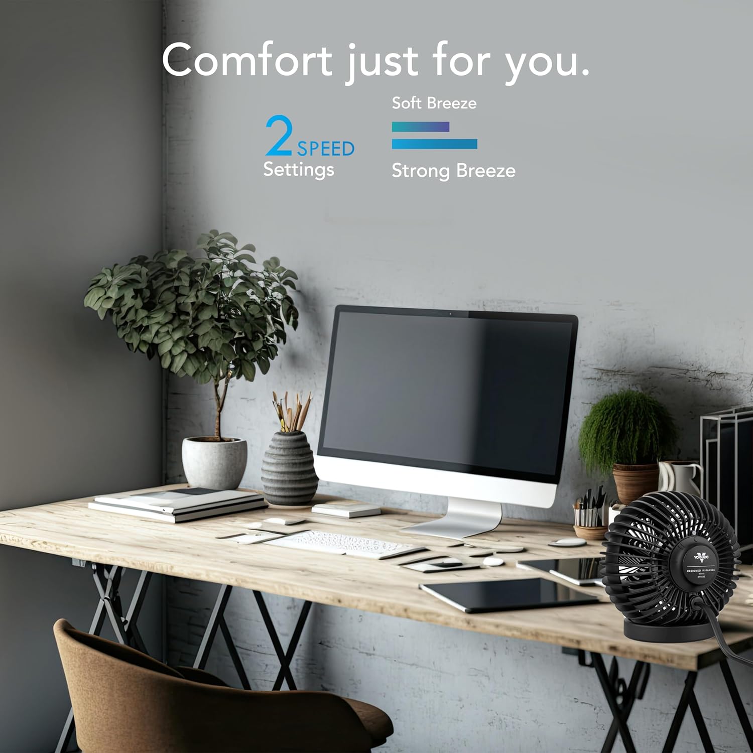 Vornado SPHERE Personal Adjustable Fan, Quiet Operation, Targeted Cooling Airflow, 2 Speed Settings, Manual Control, Detachable Base, Fan for Desktop, Nightstand, and Office, Black - Image 4