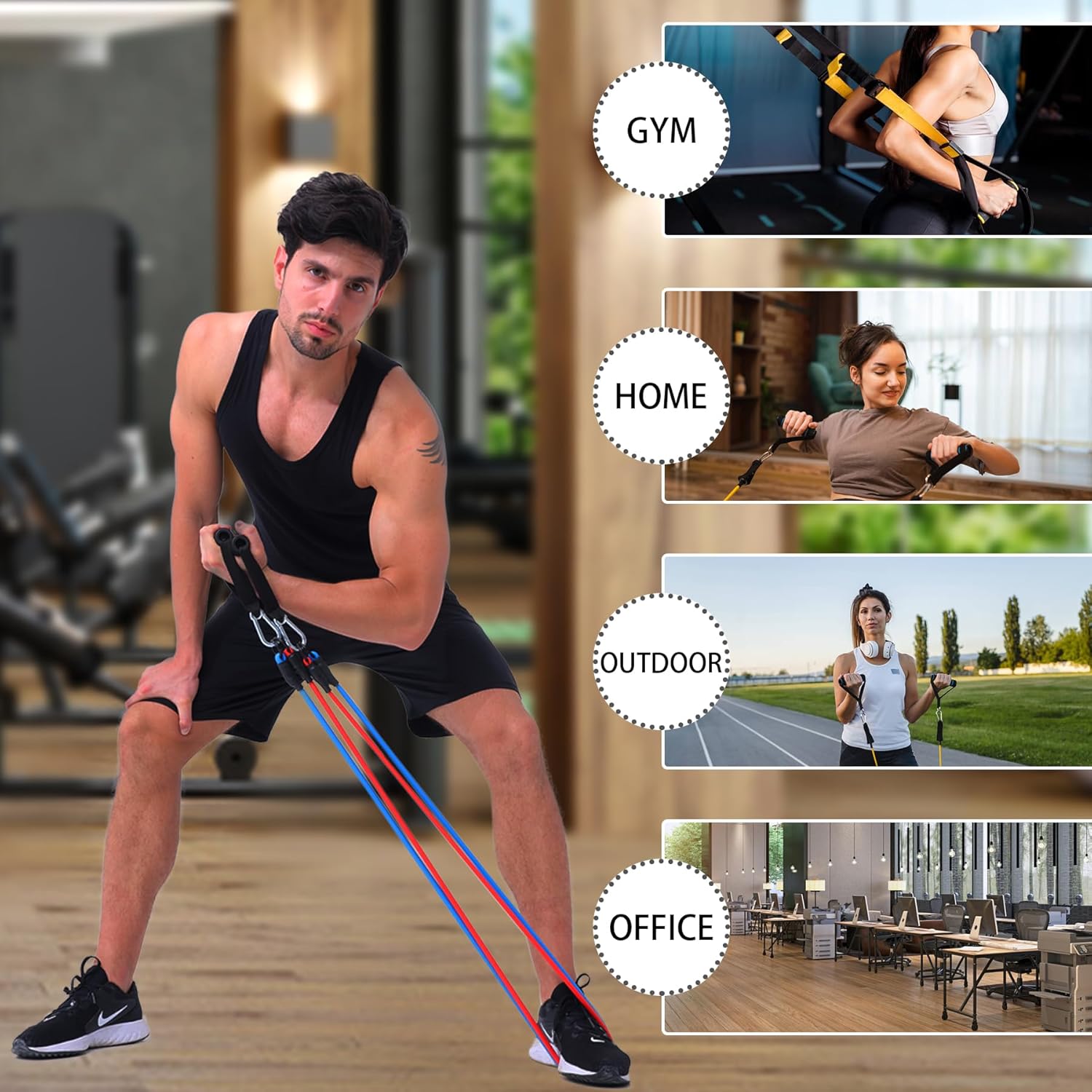 Resistance Bands with Handles for Working Out Women and Men, Exercise Bands with Door Anchor, Stretch Bands for Home Workouts, Simple Guide Included - Image 6