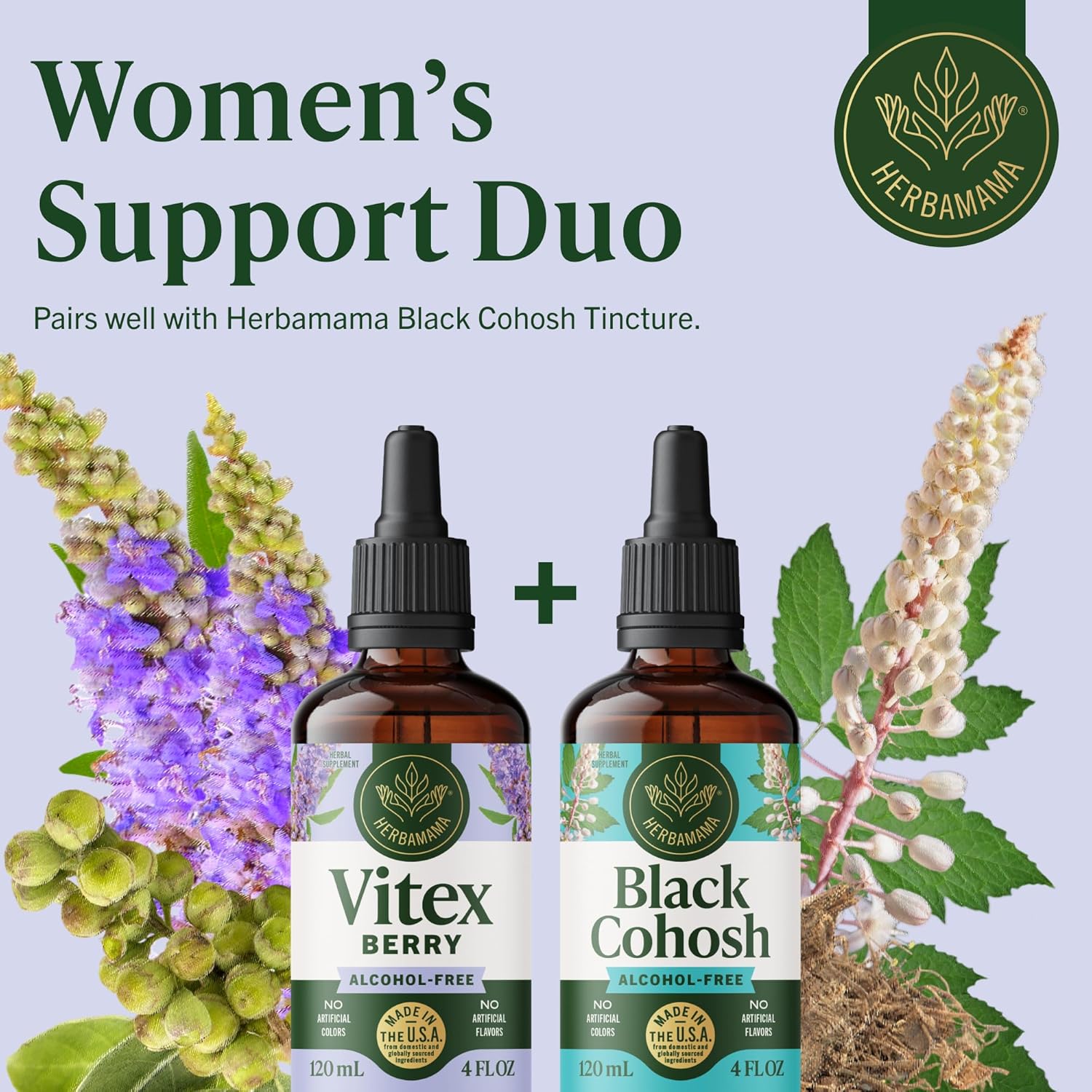 HERBAMAMA Vitex Chasteberry Supplement for Women - Natural Menopause Support* with Vitex Berry Tincture - Chaste Tree Berry Drops for Hormonal Balance & Cycle Support* - 84-Day Supply - Image 7