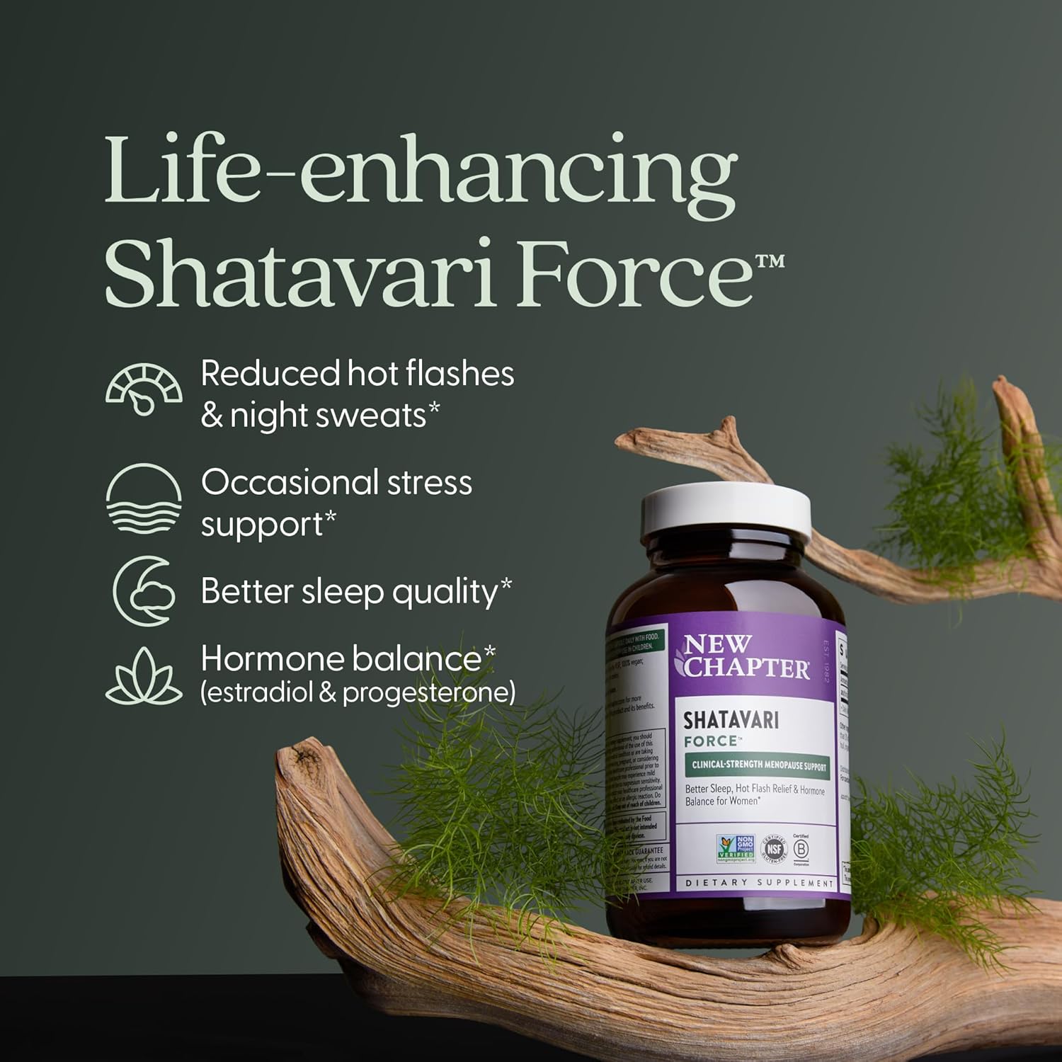 New Chapter Shatavari Supplement for Peri-Menopause & Post-Menopause Support – 4X Concentrated Herb Shatavari Relieves Hot Flashes & Night Sweats, Balances Women’s Hormones - Herbal Sleep Aid*, 30 ct - Image 3