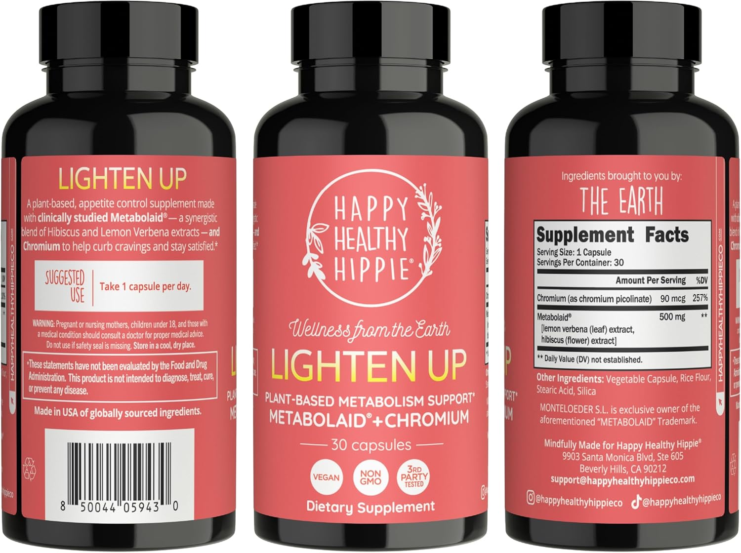 Happy Healthy Hippie GLP-1 Supplement (Metabolaid™ + Chromium) + Appetite Suppressant for Women | Metabolism Booster (AMPK) for Weight | Belly Fat Burner | Hunger & Cravings Control - 30 Vegan Caps - Image 9