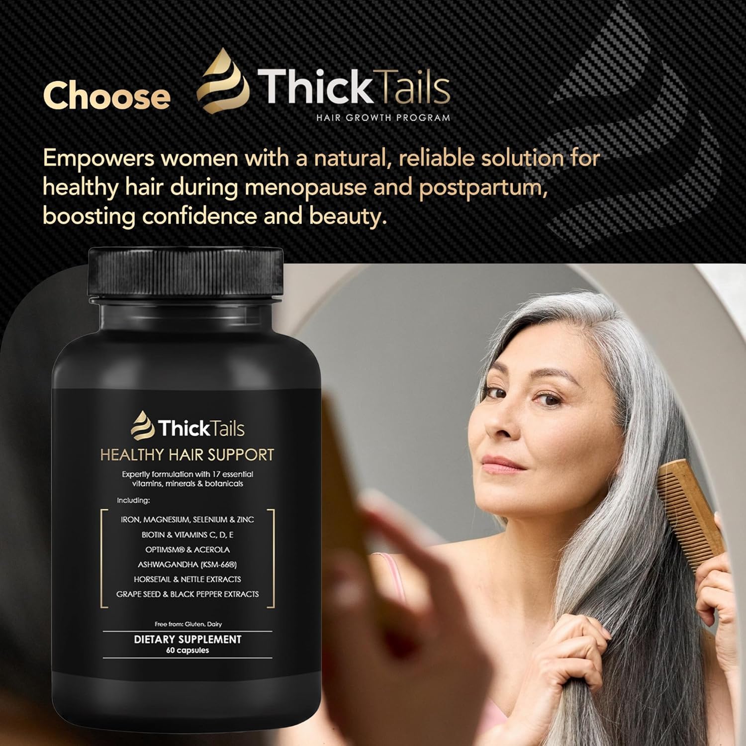 ThickTails Hair Growth Vitamins for Women – Biotin, Collagen, Omega-3 & Iron – 60 Capsules – Hair Growth Supplements for Thicker, Fuller-Looking Hair, Menopause & Postpartum Support - Image 7
