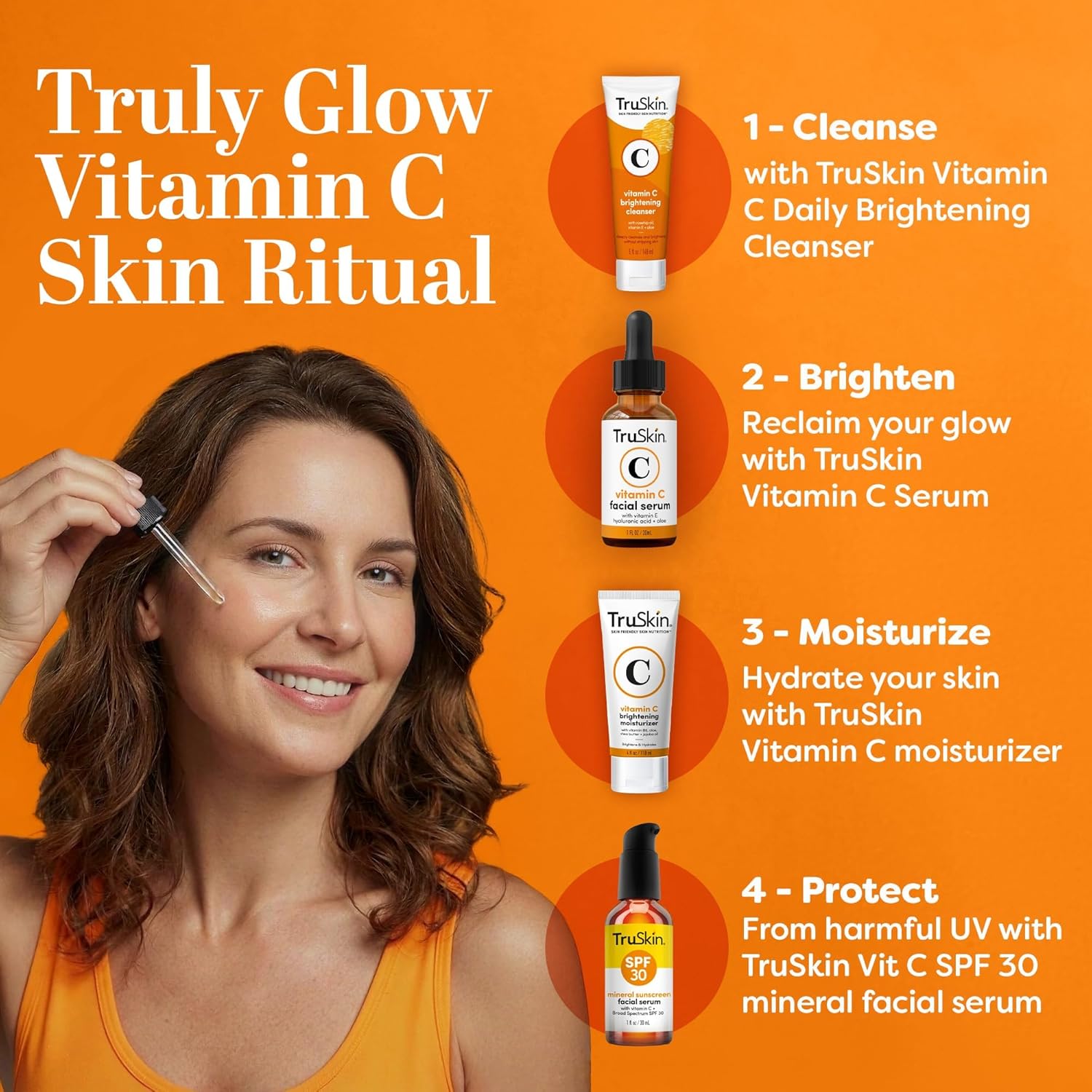 TruSkin Vitamin C Serum for Face – Anti Aging Face Serum with Hyaluronic Acid & Vitamin E – Brightening Formula for Improving Appearance of Dark Spots, Fine Lines & Wrinkles – All Skin Types, 1 fl oz - Image 6