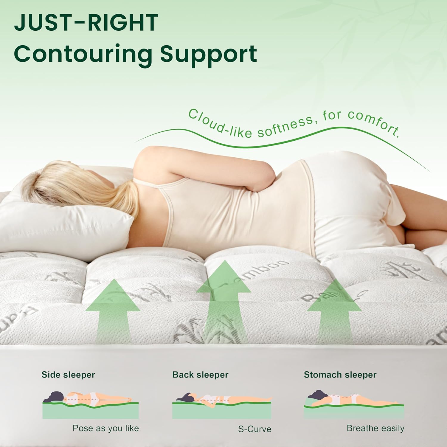 Love's cabin King Mattress Topper Viscose Derived from Bamboo, Thick Pillow Top Mattress Pad with Stretchable Pockets for 8"-20" Mattress, Soft Breathable Cooling Mattress Topper for Hot Sleepers - Image 3