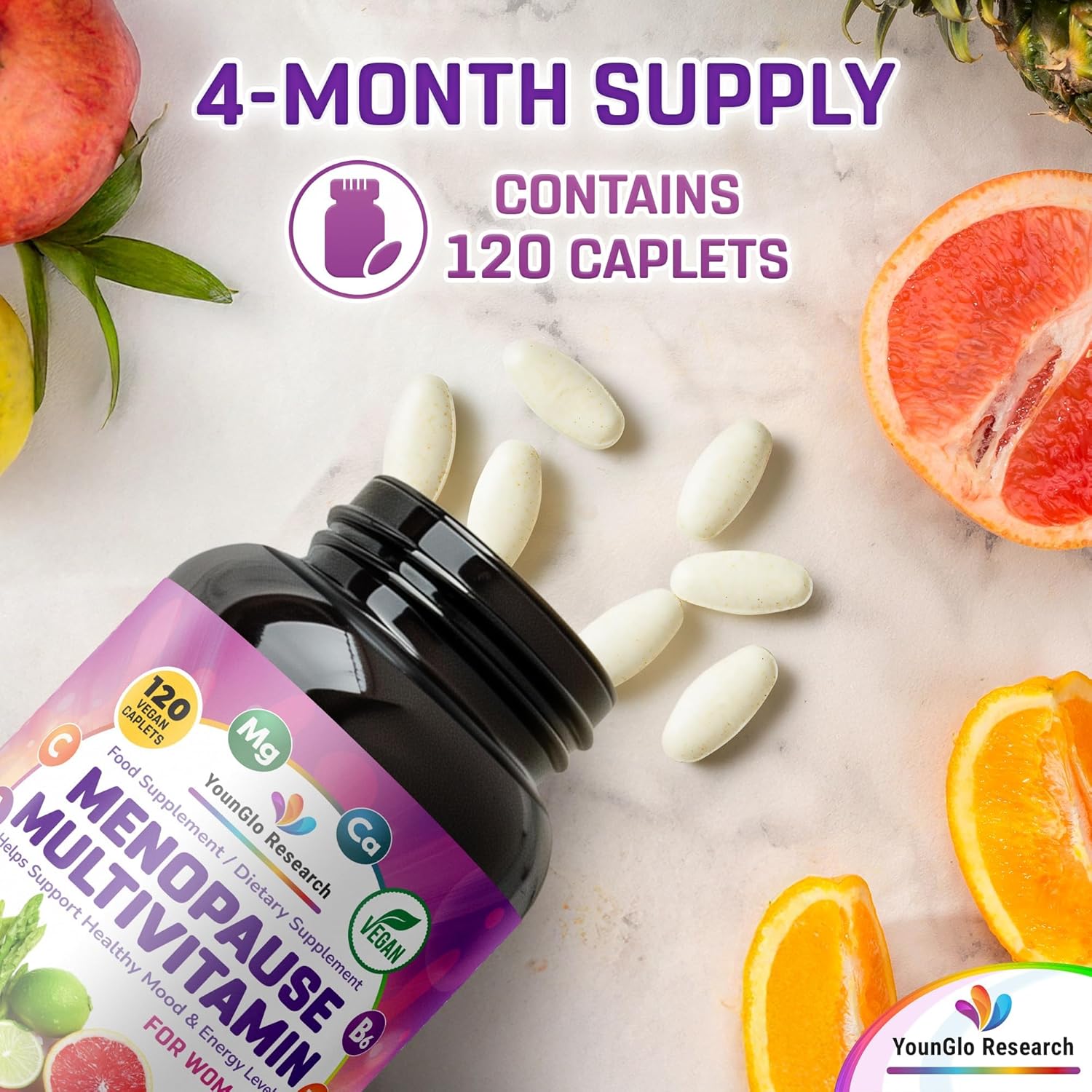 Menopause Supplement - 120 Vegan Caplets - Menopause & Perimenopause Relief Support - Food and Dietary Vitamins - Multivitamin for Women - Image 7