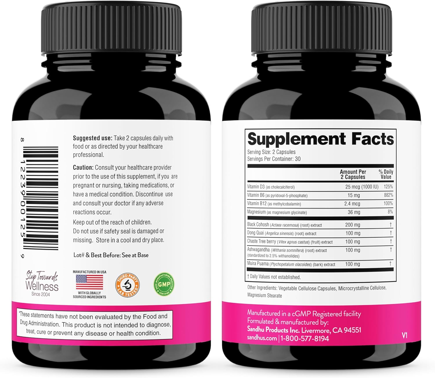 Complete Menopause Support Supplement For Women | With Ashwagandha, Black Cohosh, Dong Quai & Muira Puama | Helps Easing Hot Flashes, Night Sweats, Mood Swings, Hormone Balance & Harmony | 60 Capsules - Image 9