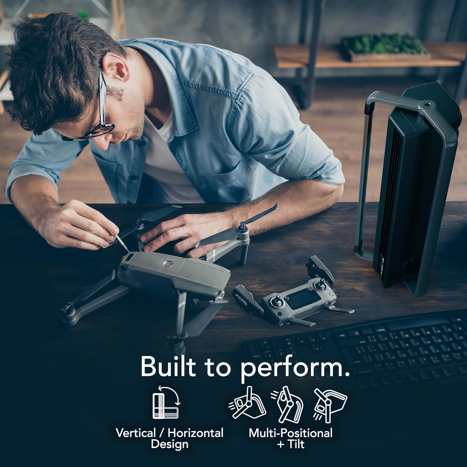 Vornado BXR Horizontal and Tower Fan, Multi-Position and Multidirectional High Velocity Fan, Pivoting Carry Handles, 20 Inch, Directs Cool Air Upward, Powerful Cooling, 3 Speed Settings, Black - Image 3