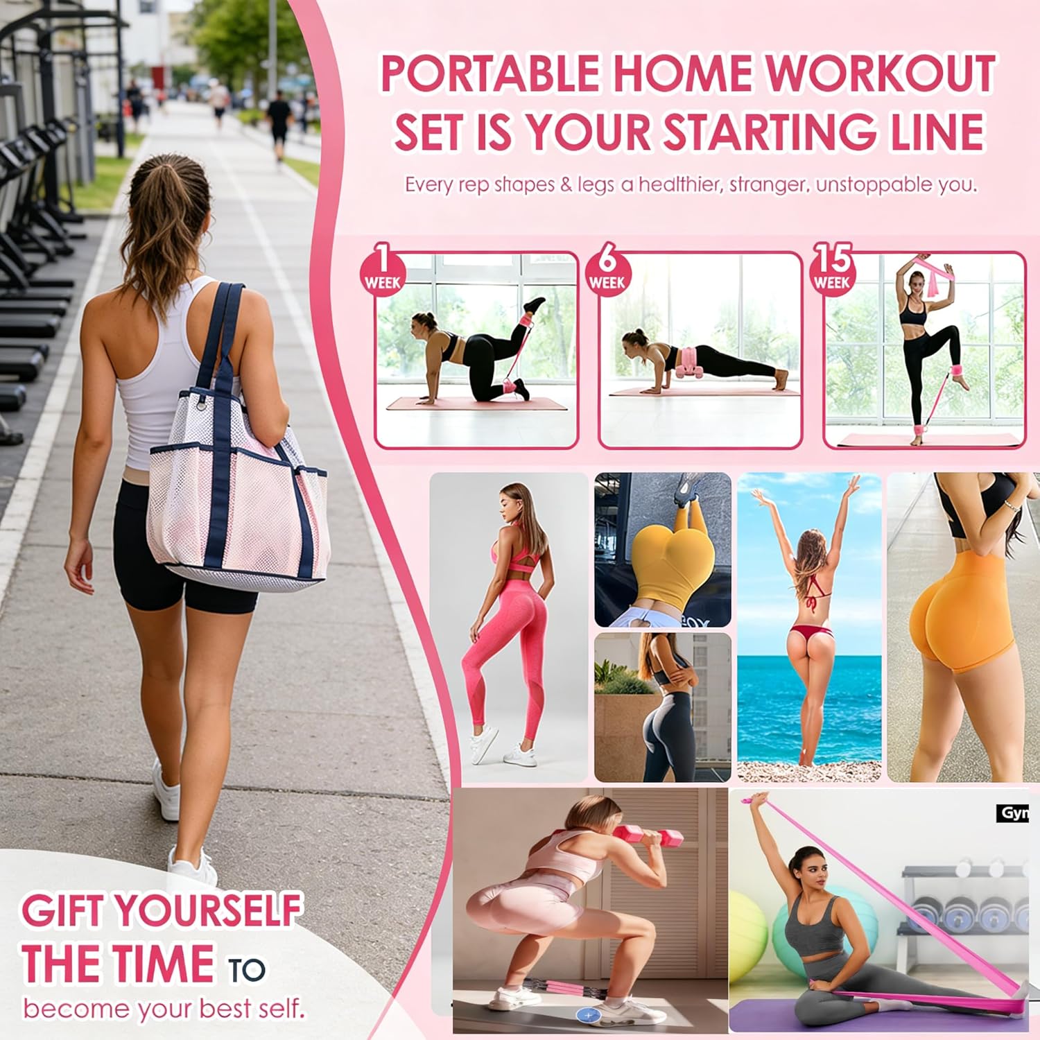 Women Glute Workout Equipment Set, Ankle Resistance Bands with Cuffs Long Yoga Resistance Bands Socks & Bag, Glute Sculpting at Home Set for Gym Equipment Pilates Kit - Image 8
