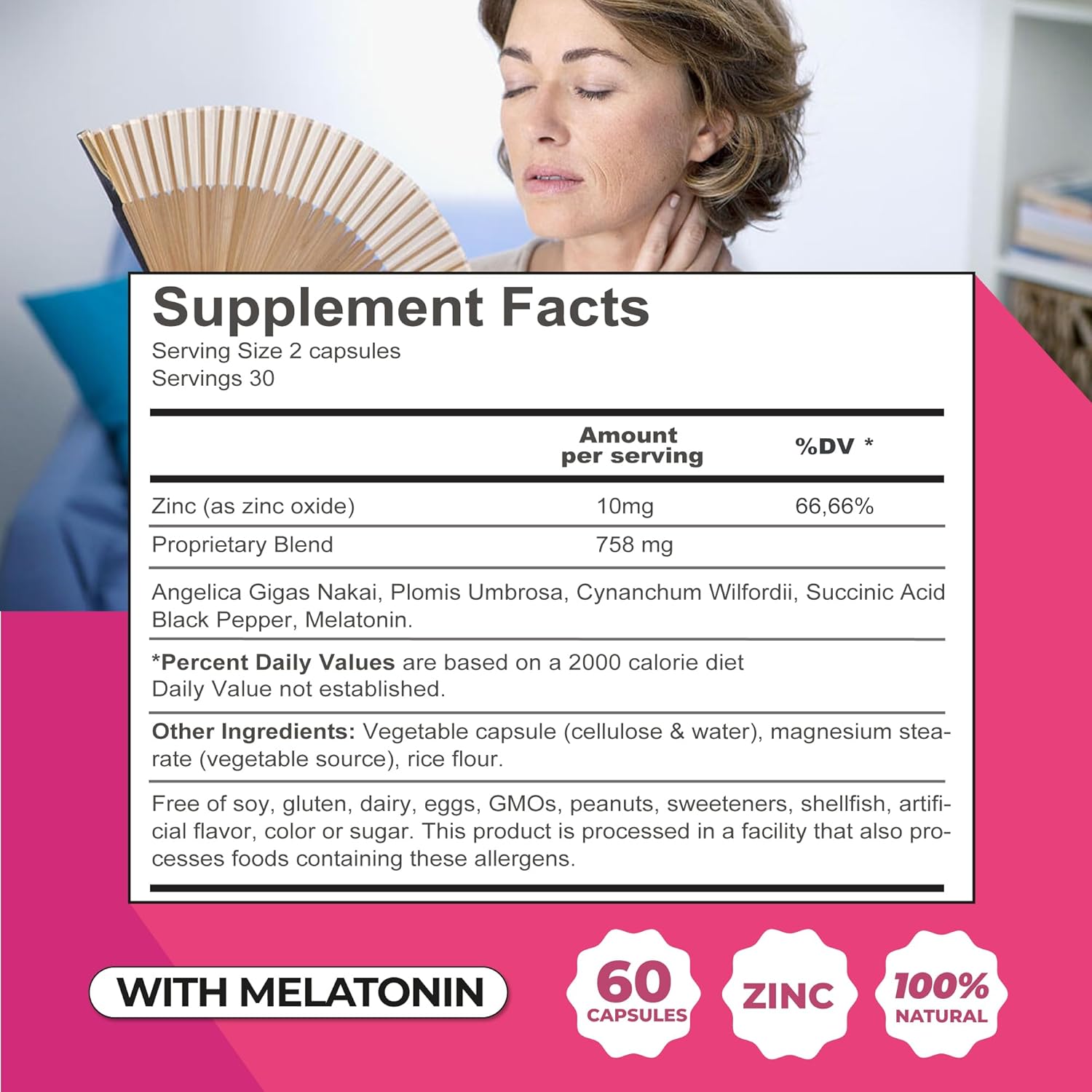 ZENZSUAL Bye Bye Menopause with Melatonin – Natural Menopause Support for Women – Hot Flashes, Night Sweats, Hormone Balance & Restful Sleep – Vegan, Estrogen-Free Menopause Supplement – 60 Capsules - Image 6