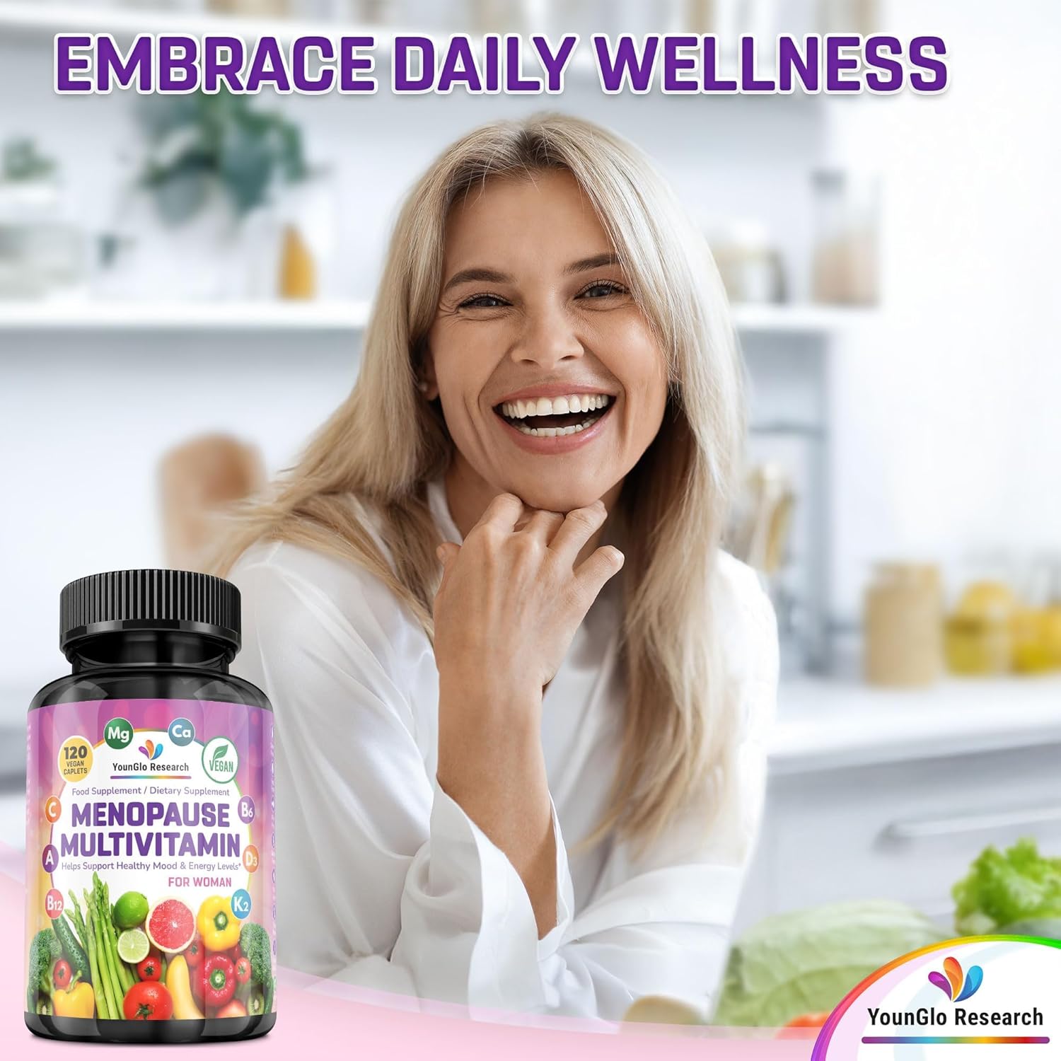 Menopause Supplement - 120 Vegan Caplets - Menopause & Perimenopause Relief Support - Food and Dietary Vitamins - Multivitamin for Women - Image 6