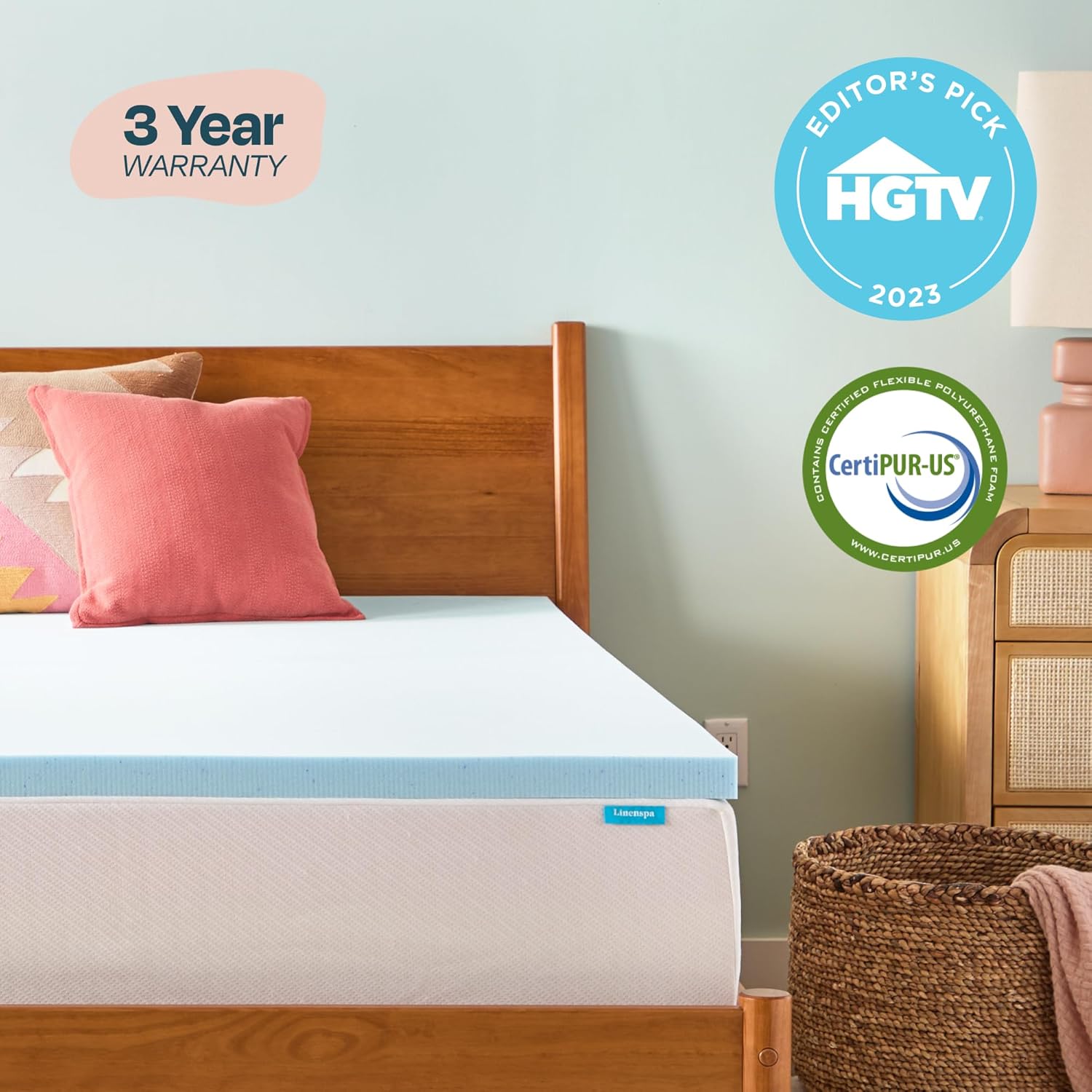 Linenspa Memory Foam Mattress Topper, Queen Size - 2 Inch Gel Infused Memory Foam - Plush Feel - Cooling and Pressure Relieving - CertiPUR Certified - Image 5
