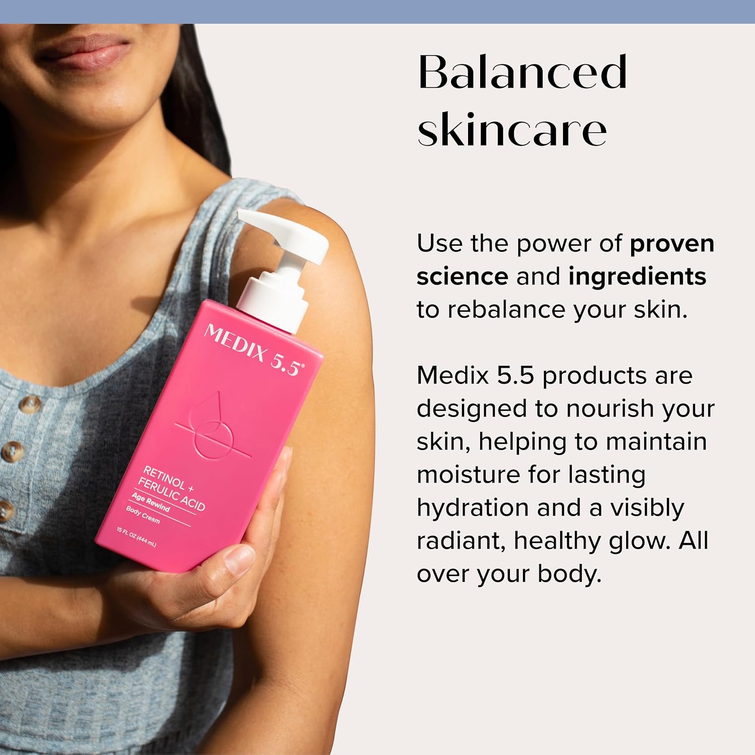 Medix 5.5 Retinol Body Lotion Firming Moisturizer | Crepey Skincare Treatment | Retinol Body Cream | Anti Aging Firming Cream For Women Targets Look Of Crepe Skin, Wrinkles, & Sagging Skin, 15 Fl Oz - Image 6