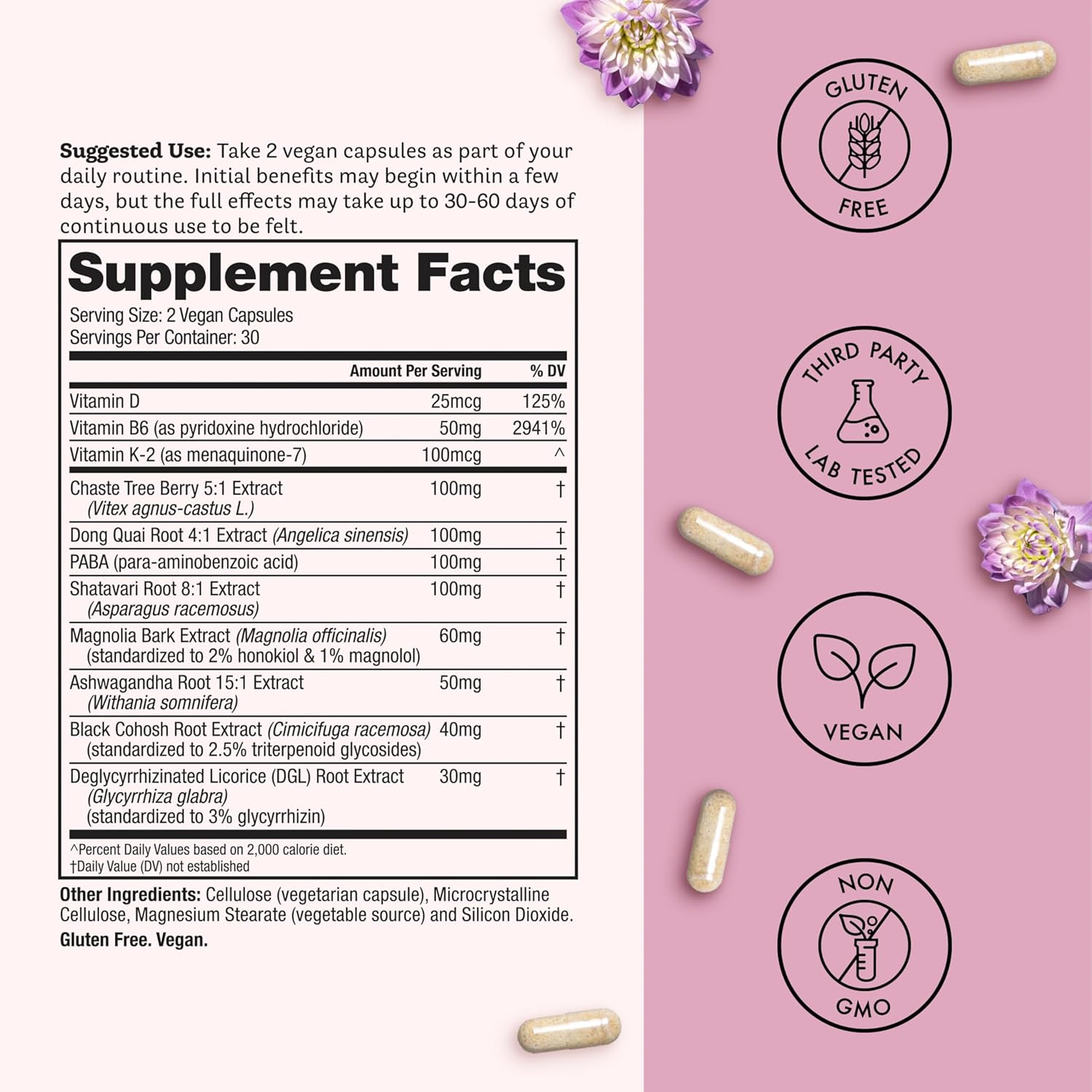 Winged Wellness Hot Momma Menopause Supplements for Women - Hormone-Free Menopause Relief Support for Hot Flashes & Night Sweats with Chaste Tree Berry, Multivitamins & Shatavari - 60 Vegan Capsules - Image 4