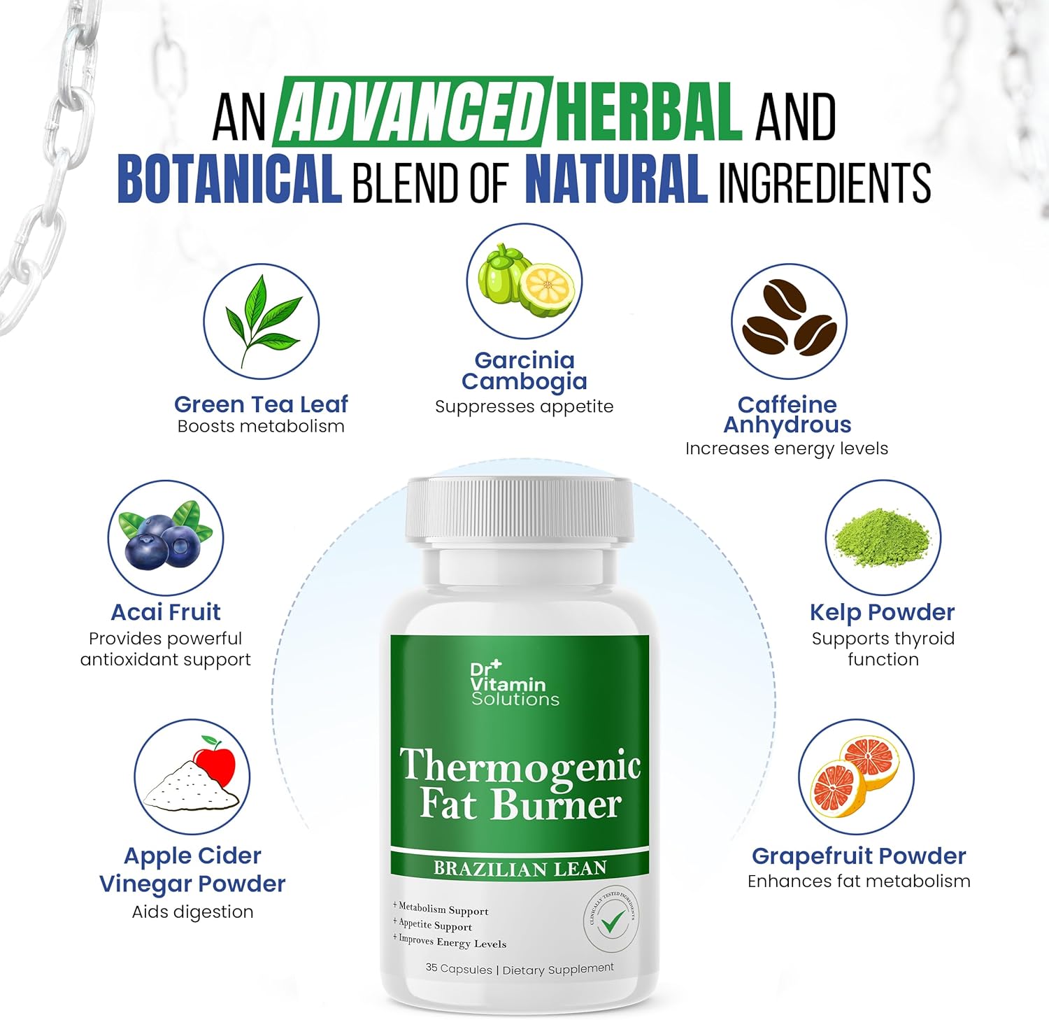 Thermogenic Fat Burner Brazilian Lean - Weight Loss Pills for Women & Men | Appetite Suppressant & Metabolism Booster w/Green Tea, Garcinia | Belly Fat, Energy & Bloating Support - 35 Capsules - Image 3