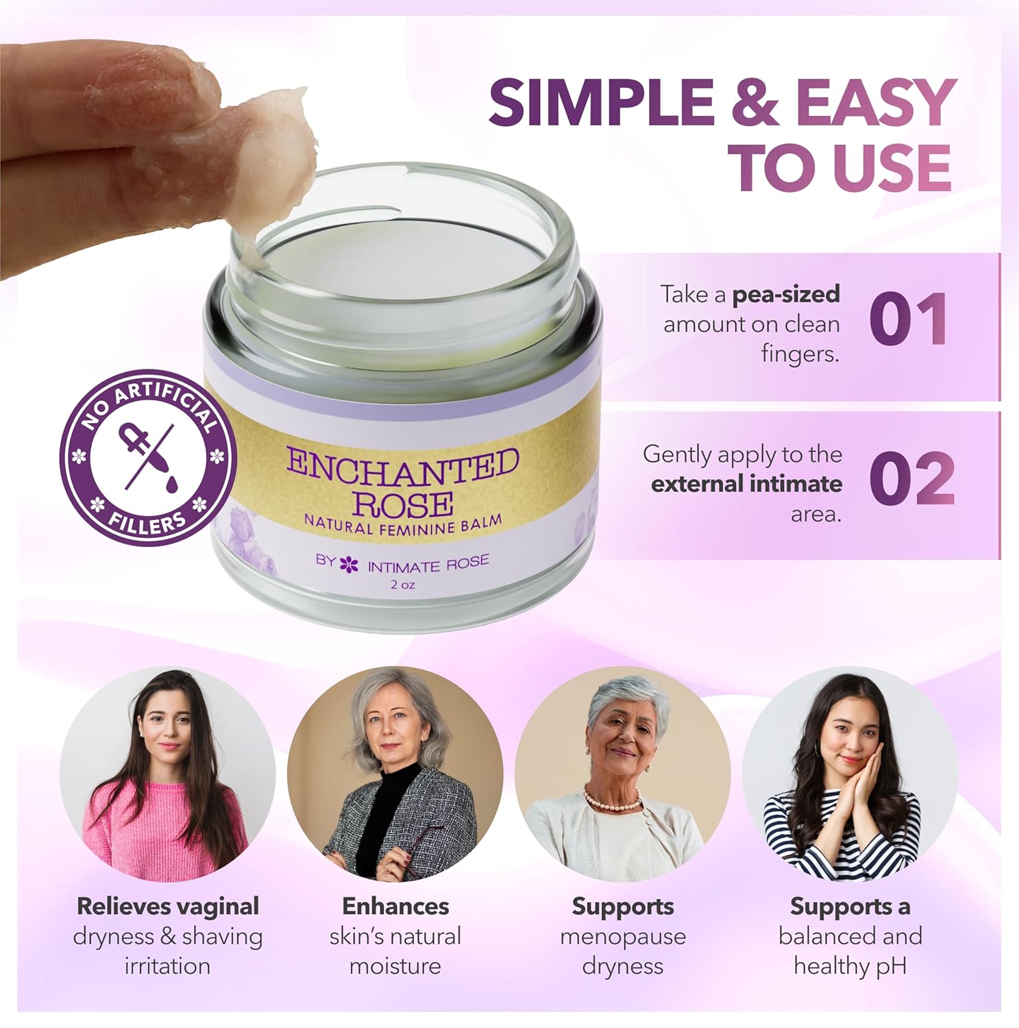 Vulva Balm & Organic Vaginal Moisturizer for Women: Natural Vulva Moisturizer & Vulva Cream for Dryness on Intimate Skin - NON Estrogen Cream - Perfect for Menopause & Shaving Rash Relief - Image 4