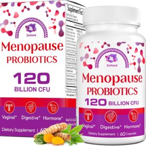 Menopause Supplements for Women, 120 Billion CFU Menopause Probiotics for Women, All-Natural Probiotic for Hot Flashes Menopause, Night Sweats, Mood Swings, Gut and Hormone - 60 Herbal Capsules