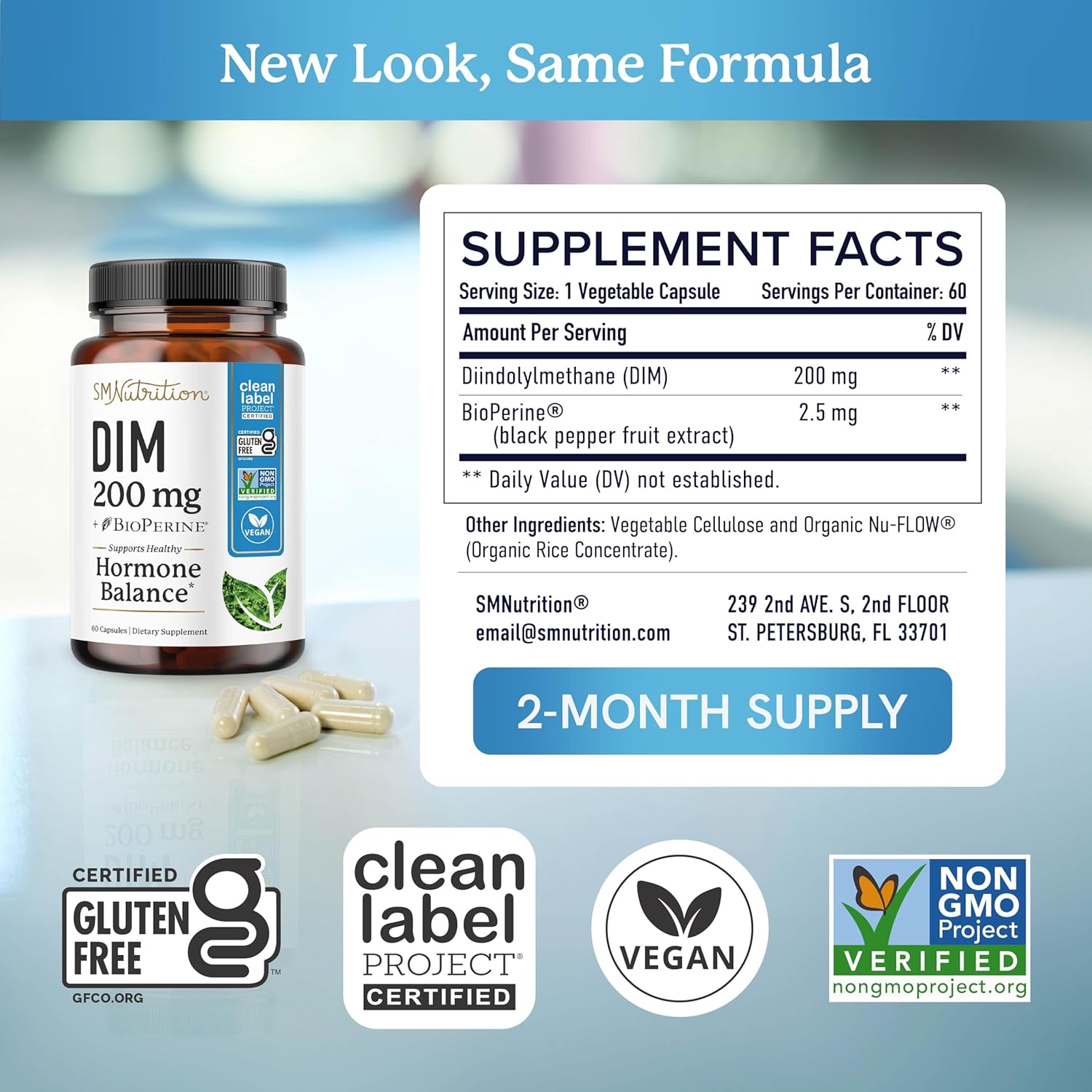 DIM Supplement 200 mg | Estrogen Balance for Women & Men | Hormonal Acne, Hormone Balance, Menopause & Antioxidant Support | Clean Label Project Certified, Vegan & Soy Free Diindolylmethane | 60 Ct. - Image 5