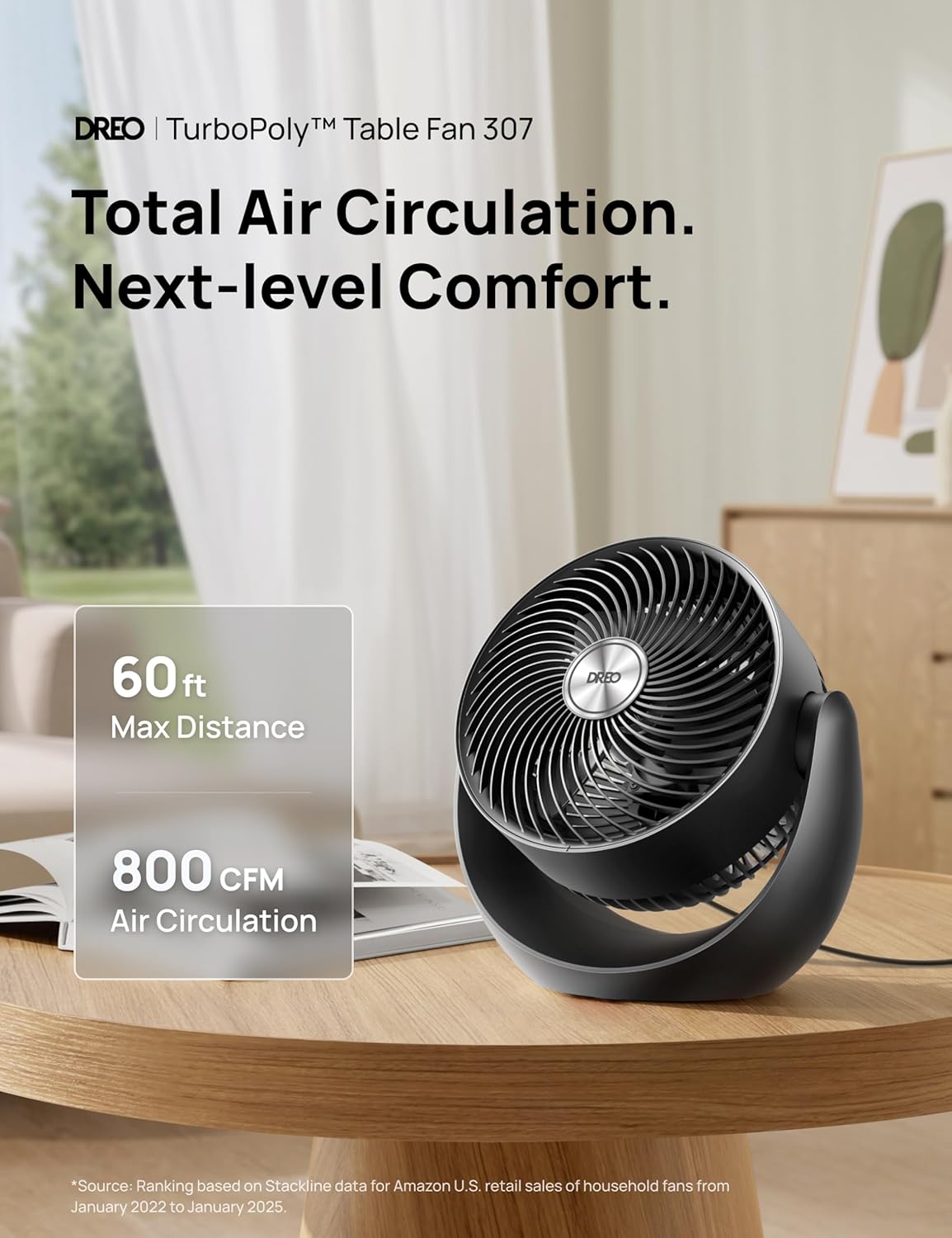 DREO Fan for Bedroom, Floor fans for Whole Room, 40ft Strong Airflow, 120° Adjustable Tilt, 28db Low Noise, Quiet, 11 Inch, 3 Speeds, 2025 New Air Circulator for Office, Kitchen, Home - Image 5