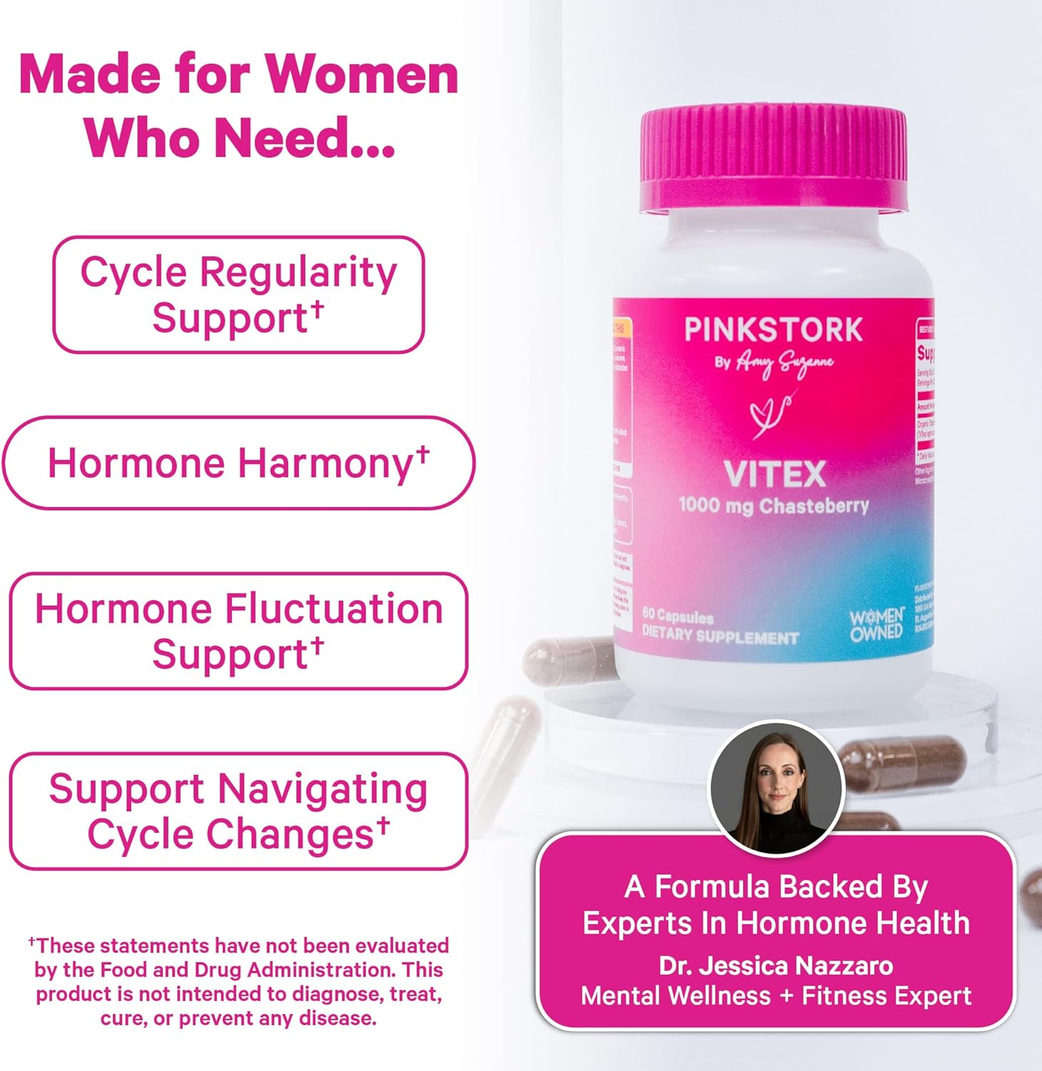 Pink Stork Organic Vitex – 1000 mg Chaste Tree Berry – Plant-Based Support for Perimenopause & Hormonal Harmony – Helps Maintain Cycle Regularity & Hormone Balance – 60 Vegan Capsules - Image 3