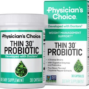 Physician's CHOICE Probiotics for Weight Management & Bloating - 6 Probiotic Strains - Prebiotics - Key ingredient Cayenne - Supports Gut Health - Weight Management for Women & Men - Green Tea - 30 CT