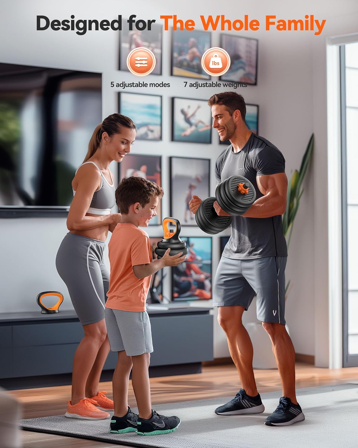 FEIERDUN DS2 Adjustable Dumbbells, 20/30/40/45/70/90lbs Free Weight Set with Connector, 5 in1 Dumbbells Set Used as Barbell, Kettlebells, Push up Stand, Weight Plate, Fitness Exercises for Home Gym Suitable Men/Women - Image 8