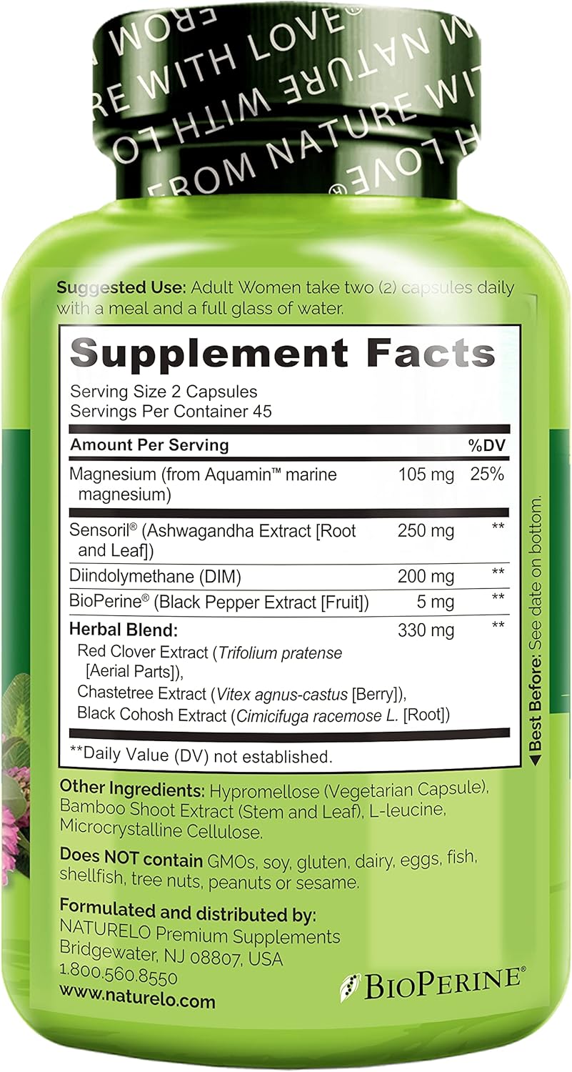 NATURELO Menopause Supplements for Women, Herbal Blend with Black Cohosh for Menopause Hot Flashes Advanced Estrogen Multi-Symptom Formula 90 Capsules - Image 3