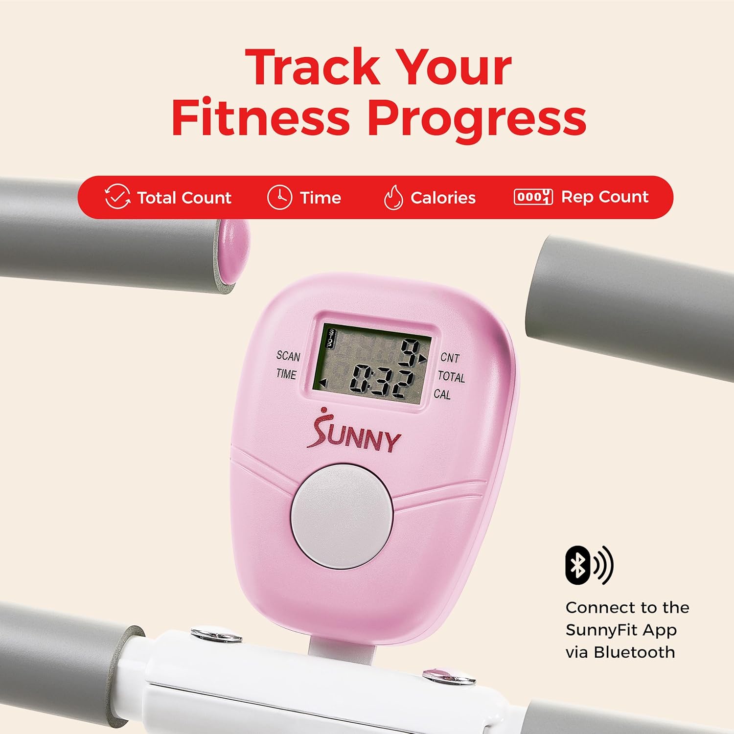 Sunny Health & Fitness Smart Row-N-Ride Glute & Leg Trainer, Foldable Squat Assist Rower with Exclusive SunnyFit App Connection - Image 8