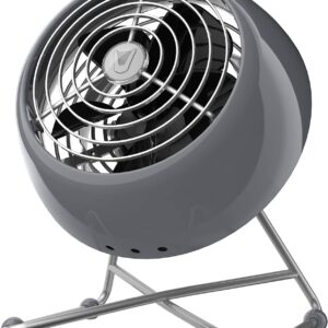 Vornado VFAN™ Mini Modern Personal Desk Fan with 2-Speed Control, Adjustable Tilt, Quiet Metal Air Circulator for Office, Bedroom, Dorm, Compact Desktop Cooling Device, Storm Gray