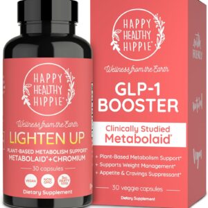 Happy Healthy Hippie GLP-1 Supplement (Metabolaid™ + Chromium) + Appetite Suppressant for Women | Metabolism Booster (AMPK) for Weight | Belly Fat Burner | Hunger & Cravings Control - 30 Vegan Caps