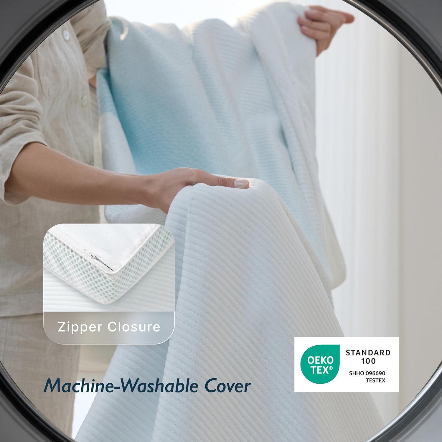 Breescape Cooling Mattress Topper King- 3Inch Breathable Foam Mattress, Cooling Mesh Cover, High Density Support, Non-Slip Elastic Straps, 3-Side Zipper Removable & Washable - Image 8
