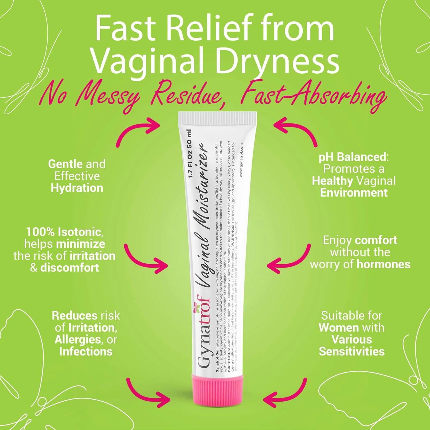 Gynatrof Vaginal Moisturizer, Long-Lasting for Vaginal Dryness & Irritation, Hormone-Free Hyaluronic Acid & Vitamin E Feminine Care, Daily Hydration For Intimate Feminine Care, 1.7 fl oz - Image 2