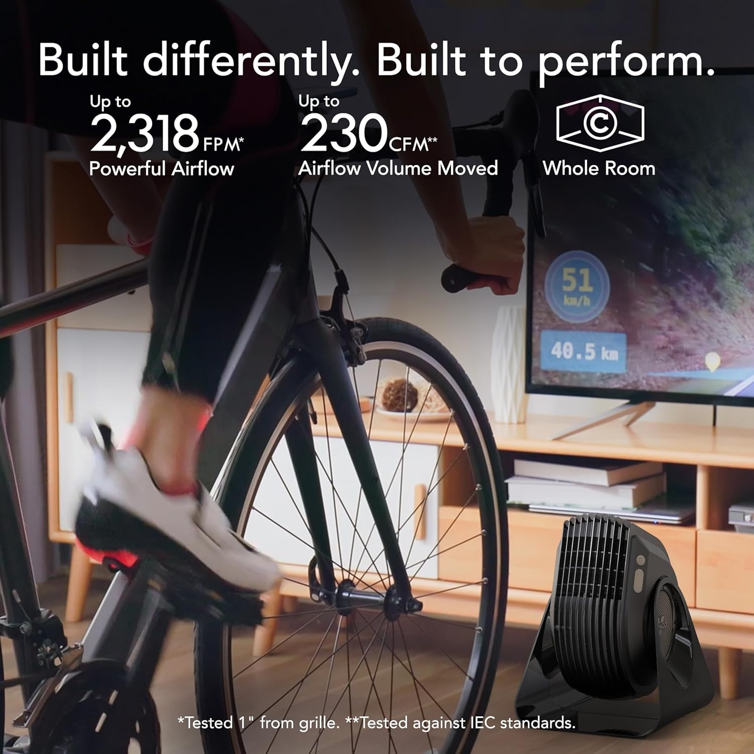 Vornado FLY MAX High Velocity Floor Fan, 4 Speed Settings, 180° Adjustable Tilt, Remote Control, 2300 FPM, Powerful Airflow, Fitness Cooling for Gym, Workout, and Training, Black - Image 2