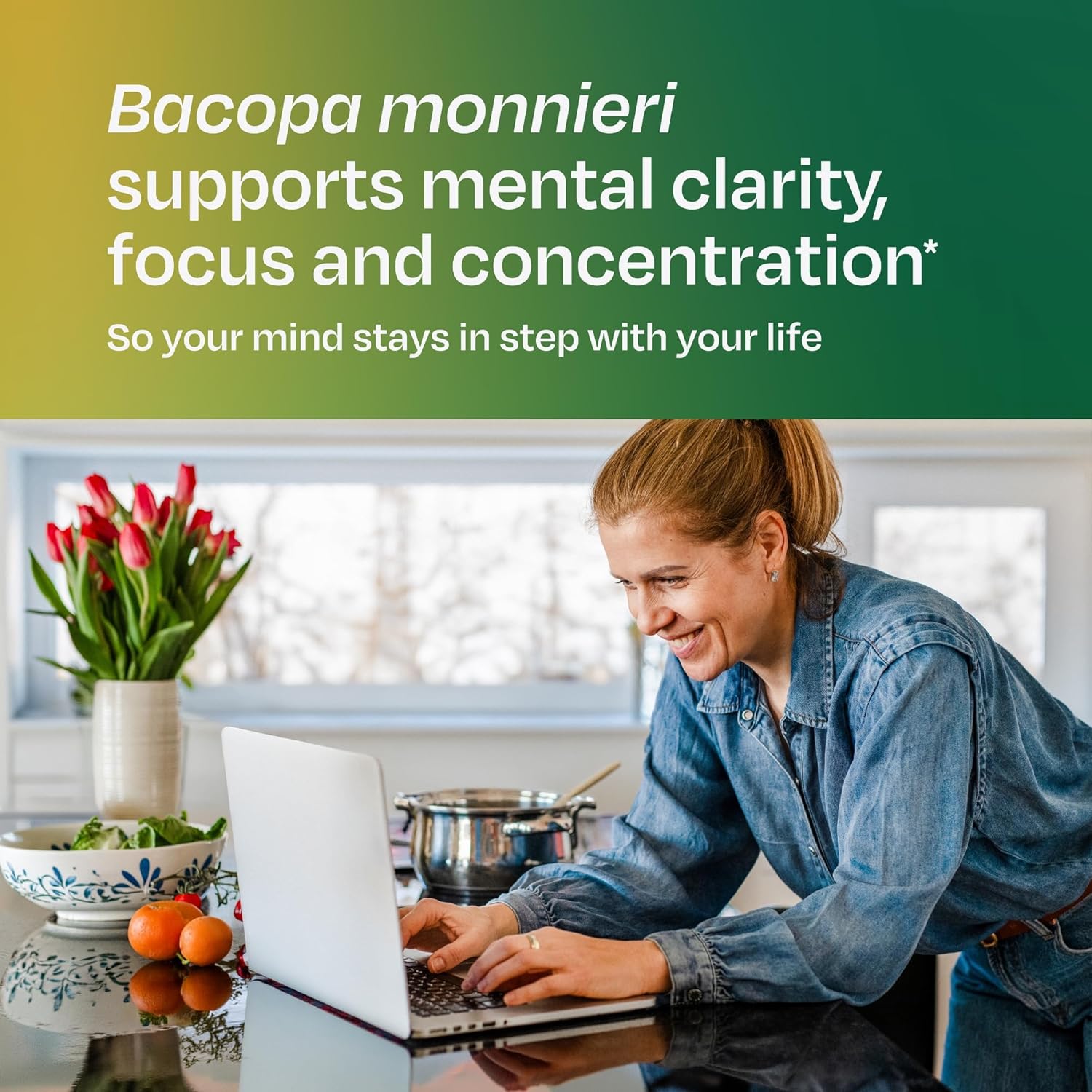 Amberen Find Focus, Menopause Supplement for Women, Clinically Proven Bacopa monnieri supports Mental Clarity, Focus, Cognition, Working Memory & Recall, Hormone & Soy Free, 60 Capsules, 30 Day Supply - Image 3