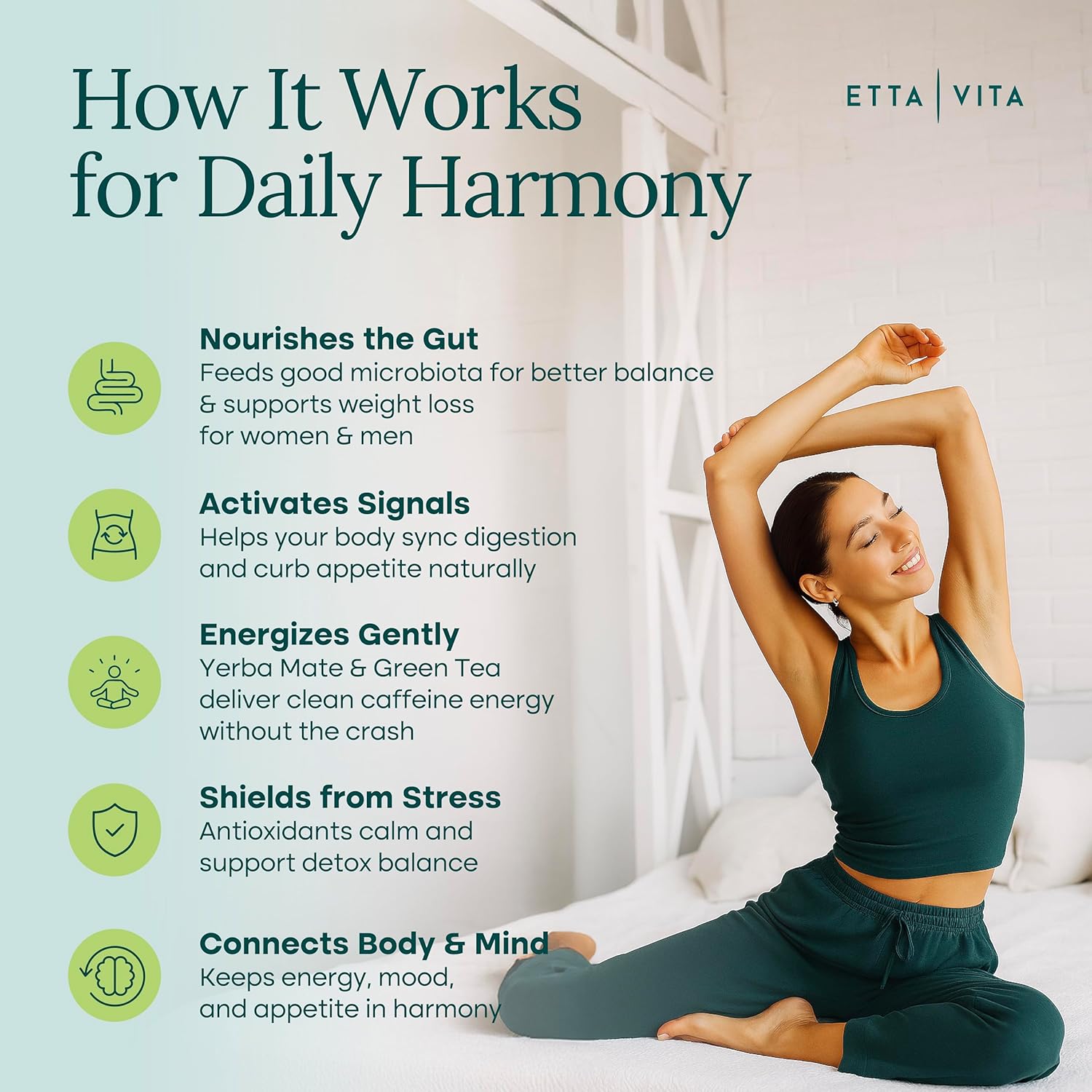 Etta Vita Colon Cleanse + GLP-1 Supplement Weight Loss & Energy - Appetite Suppressant & Fat Burner for Women and Men with Berberine, Yerba Mate, Psyllium Husk, Senna Leaf, Lemon, Black Garlic - Image 6