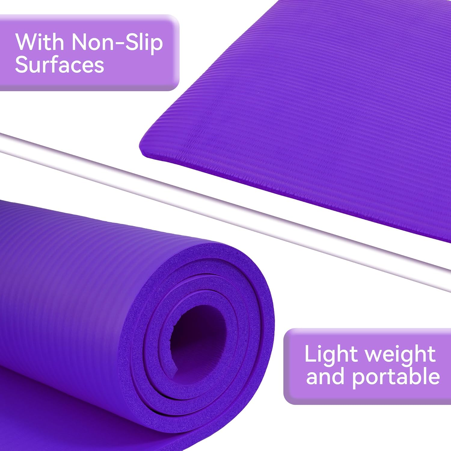 Fitvids Yoga Mat, 1/2-Inch Extra Thick High Density Exercise Mat, Anti-Tear Exercise Yoga Mat with Carrying Strap, Suitable for Various Yoga Exercises - Image 4