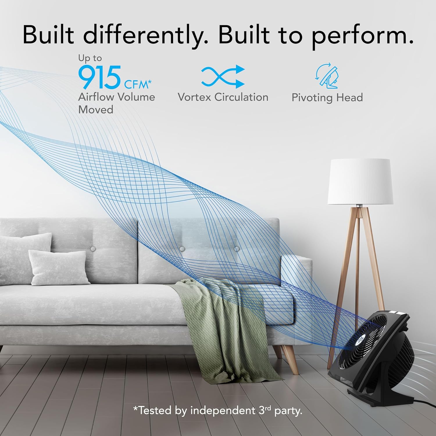 Vornado 673T Whole Room Air Circulator Fan, 3 Speed Settings, 90 Degree Pivoting Head, Deep Pitched Blades, Vortex Action Technology, Black Electric Fan for Bedroom, Office, Home - Image 2
