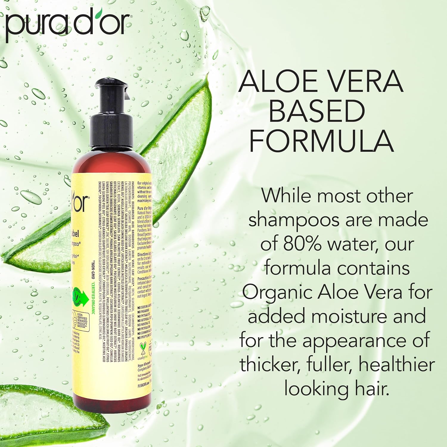 PURA D'OR 8 Oz Original Gold Label Anti-Thinning Biotin Shampoo Natural Earthy Scent, CLINICALLY TESTED Effective Results, Herbal Blend Hair Thickening Products, Women & Men, Color Treated Hair - Image 5