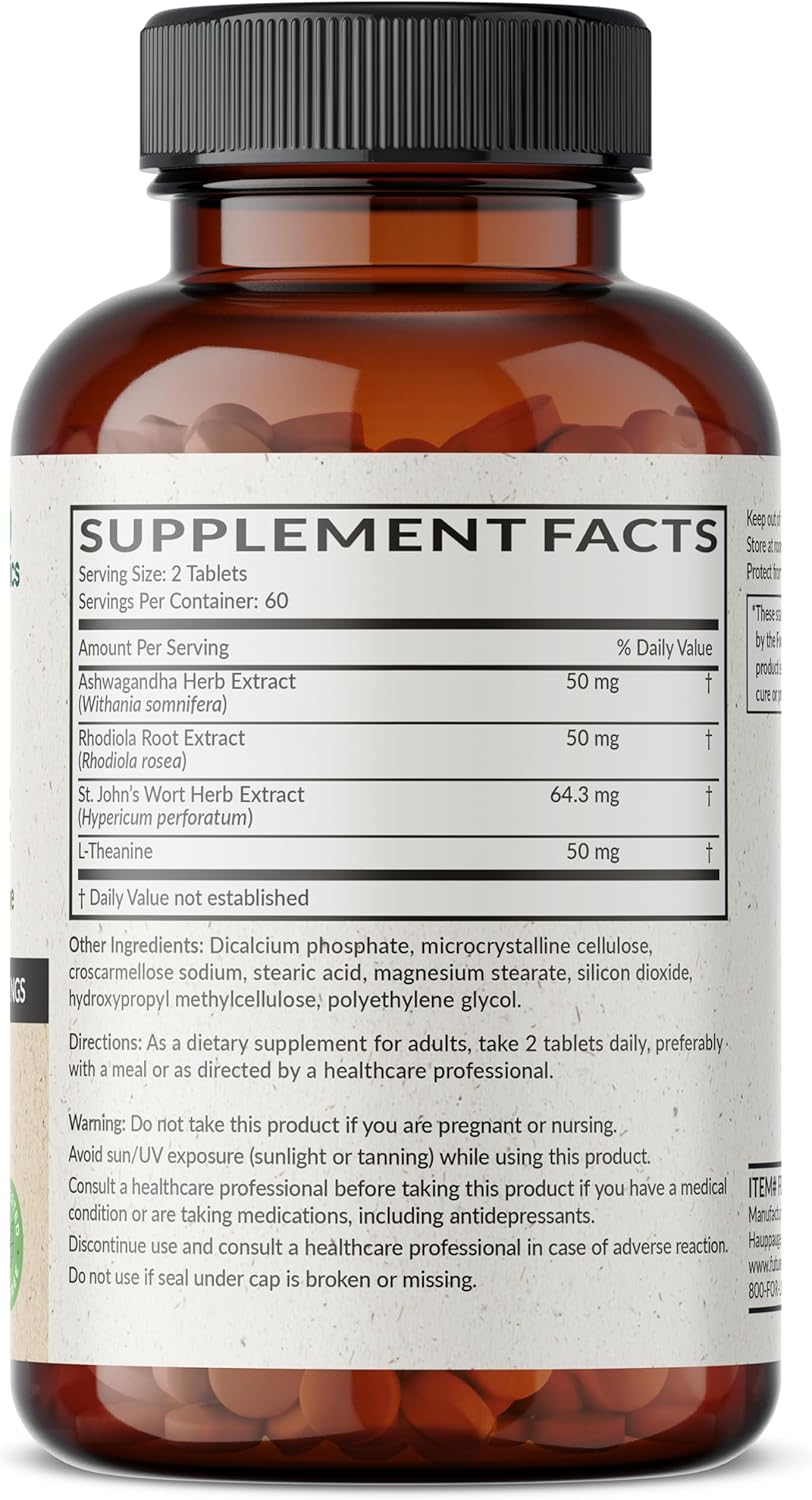 Futurebiotics Chill Pill + Ashwagandha, Rhodiola, St. John’s Wort, & L-Theanine - Non-GMO, 120 Vegetarian Tablets - Image 2