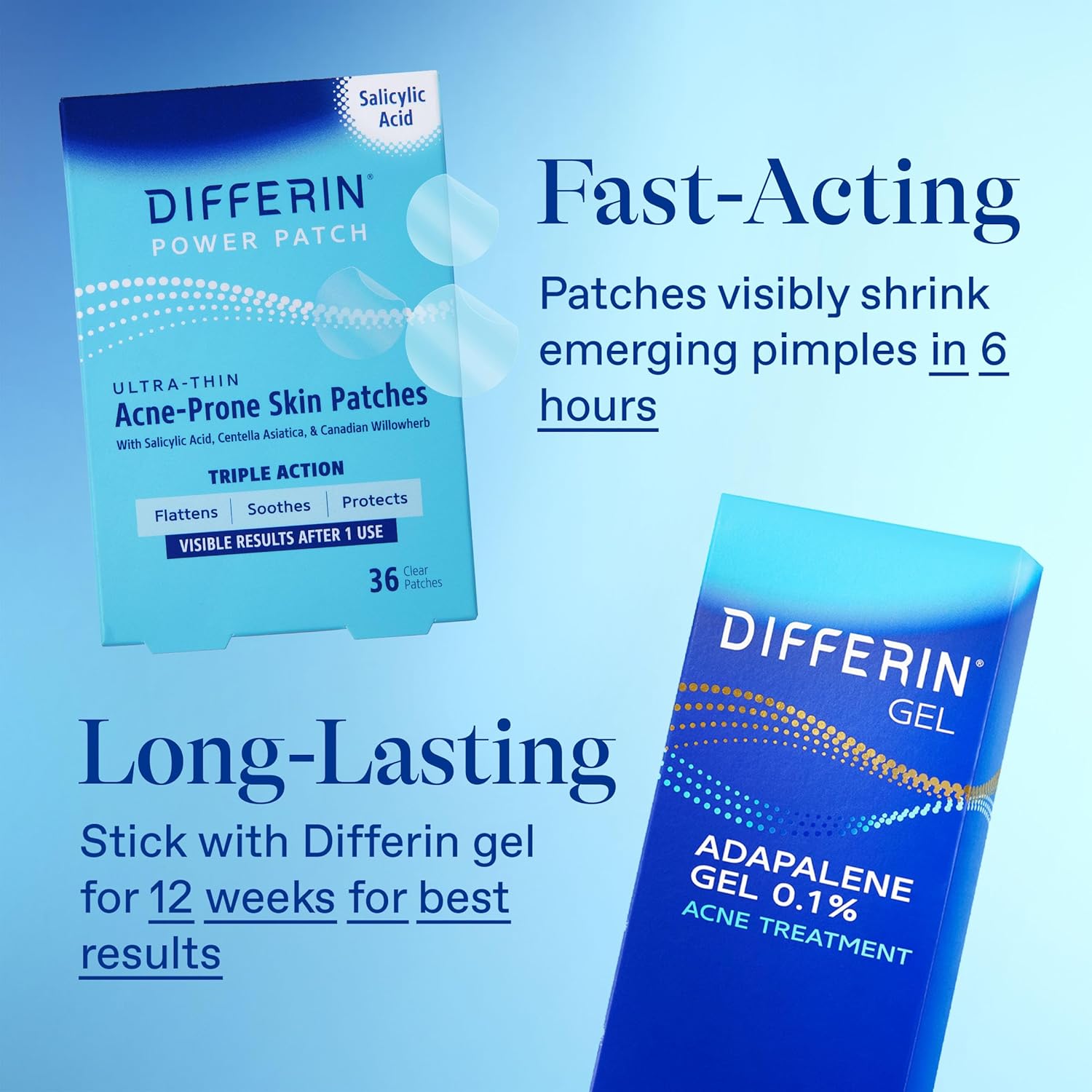 Differin Acne Fighter Pack, Differin Gel Retinoid Acne Treatment For Face with 0.1% Adapalene, 15g Tube + Salicylic Acid Pimple Patches, 36 Count, Designed for Pimple and Acne-Prone Skin - Image 7