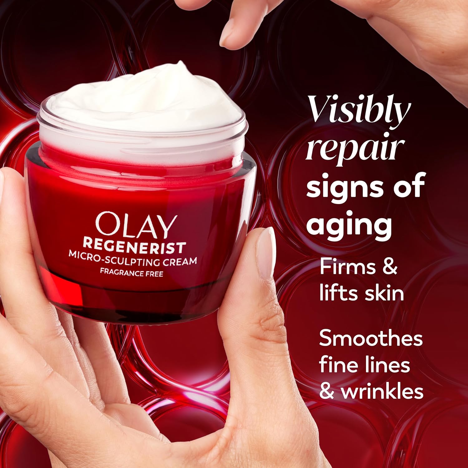 Olay Face Moisturizer, Regenerist Micro-Sculpting Cream for Women, Fragrance-Free - Anti-Aging, Anti-Wrinkle, Firming Skin Care - Triple Collagen Cream, Peptide, Hyaluronic Acid, Niacinamide, 2.6oz - Image 3
