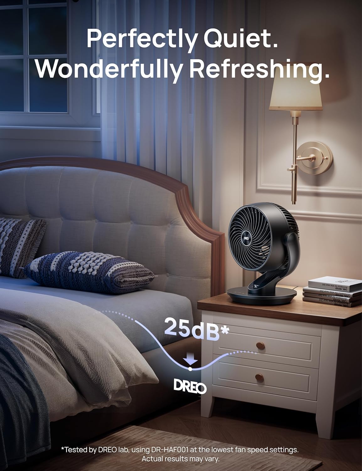 DREO Fan for Bedroom, 13-Inch Oscillating Table Air Circulator Fan for Whole Room, 120° Tilt Adjustment, 25dB Ultra-Quiet, 75ft Powerful Airflow, 4 Speeds Desk Fans with Remote for Home, Office - Image 5