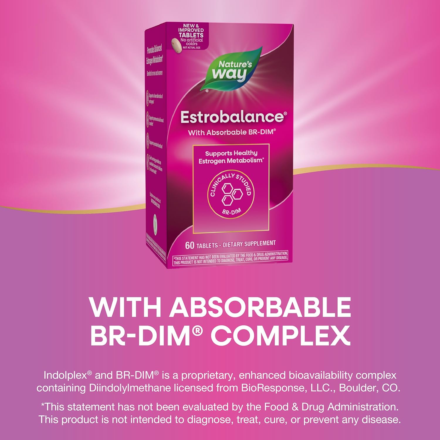 Nature's Way Estrobalance, Absorbable BR-DIM, Supports Healthy Estrogen Metabolism*, Vegan, Gluten Free, 60 Tablets (Packaging May Vary) - Image 4