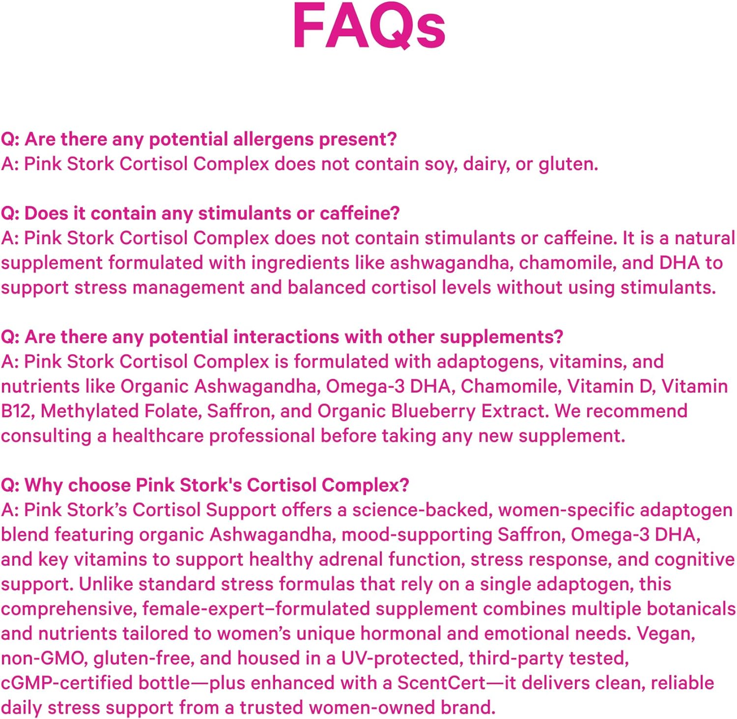 Pink Stork Cortisol Supplements for Women - Adaptogenic Adrenal Support & Stress Manager with Organic Ashwagandha, Omega 3, Saffron, Multivitamins - Mood & Hormone Balance - 60 Count - Image 9