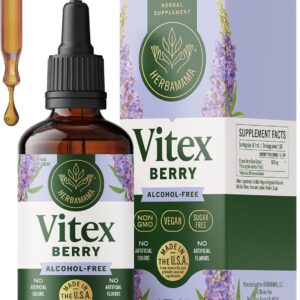 HERBAMAMA Vitex Chasteberry Supplement for Women - Natural Menopause Support* with Vitex Berry Tincture - Chaste Tree Berry Drops for Hormonal Balance & Cycle Support* - 84-Day Supply